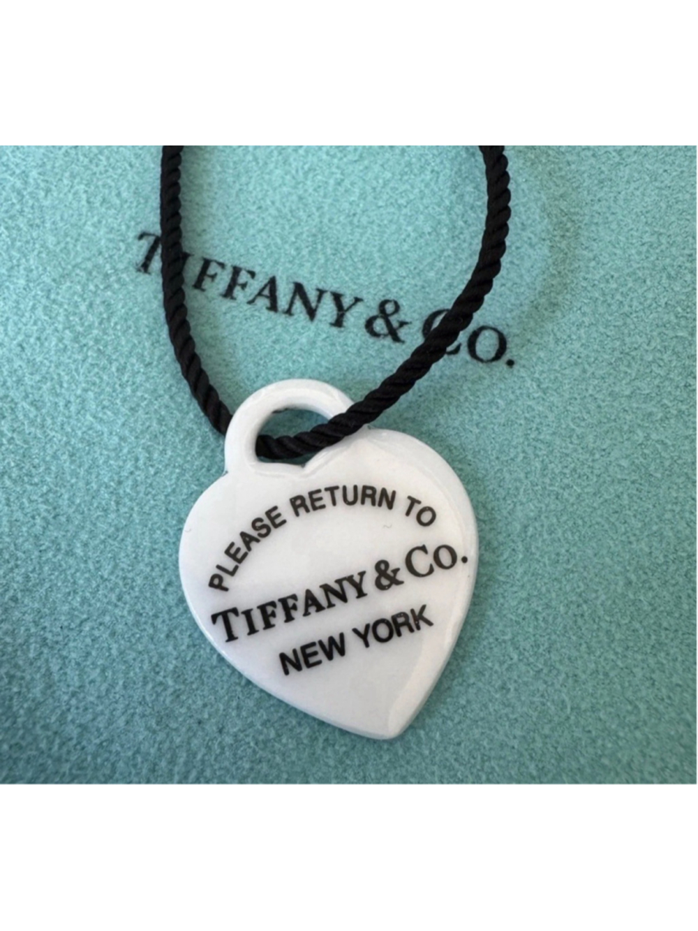 Tiffany & Co. Silver Return to Tiffany White Bone Heart Silk Cord Necklace